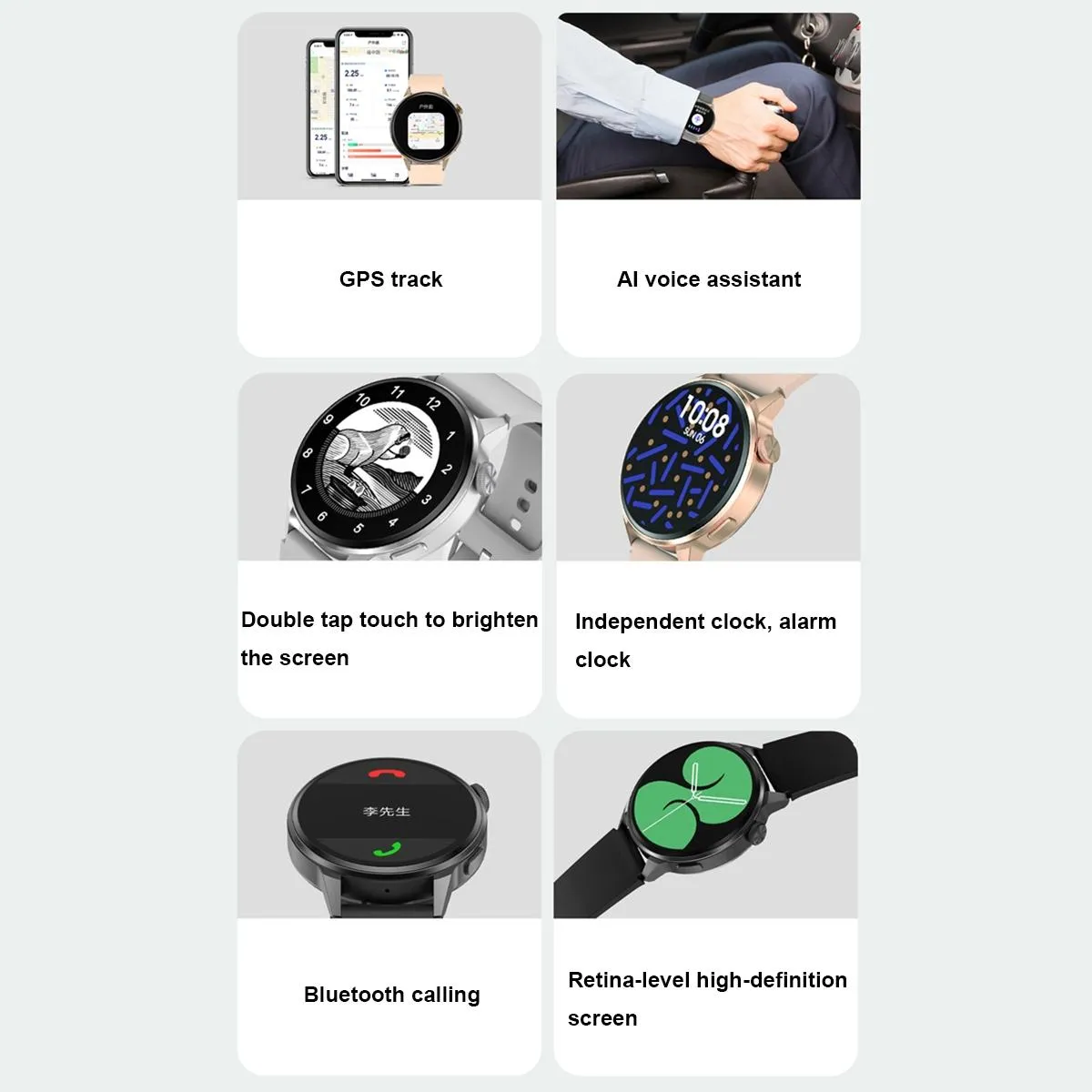 1.36 Inch Hd Screen Smart Call Watch With Nfc Function - Silver Steel