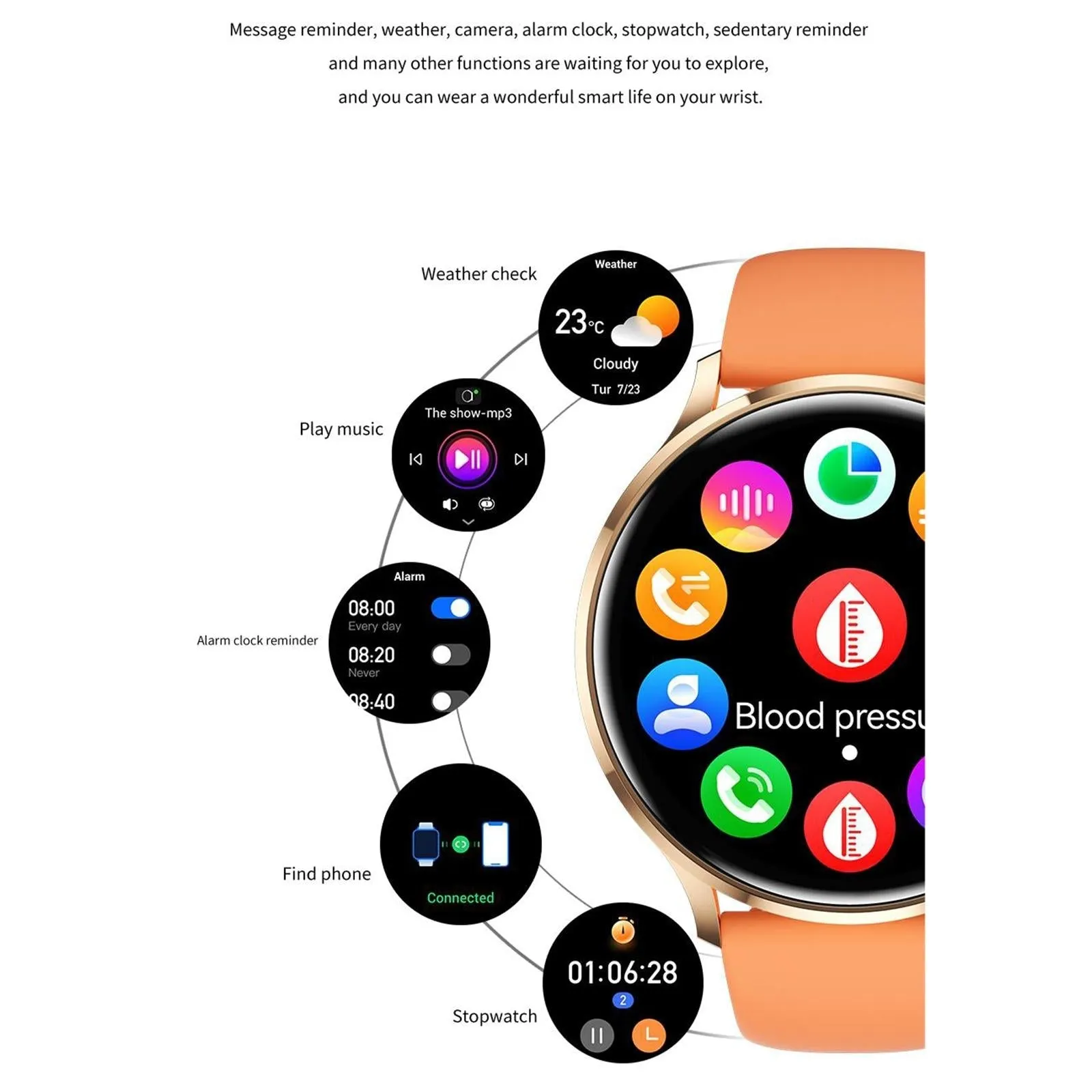 1.39 Inch Bt5.2 Smart Sport Watch Support Bluetooth Call / Sleep / Blood Oxygen / Temperature / Heart Rate / Blood Pressure Health Monitor