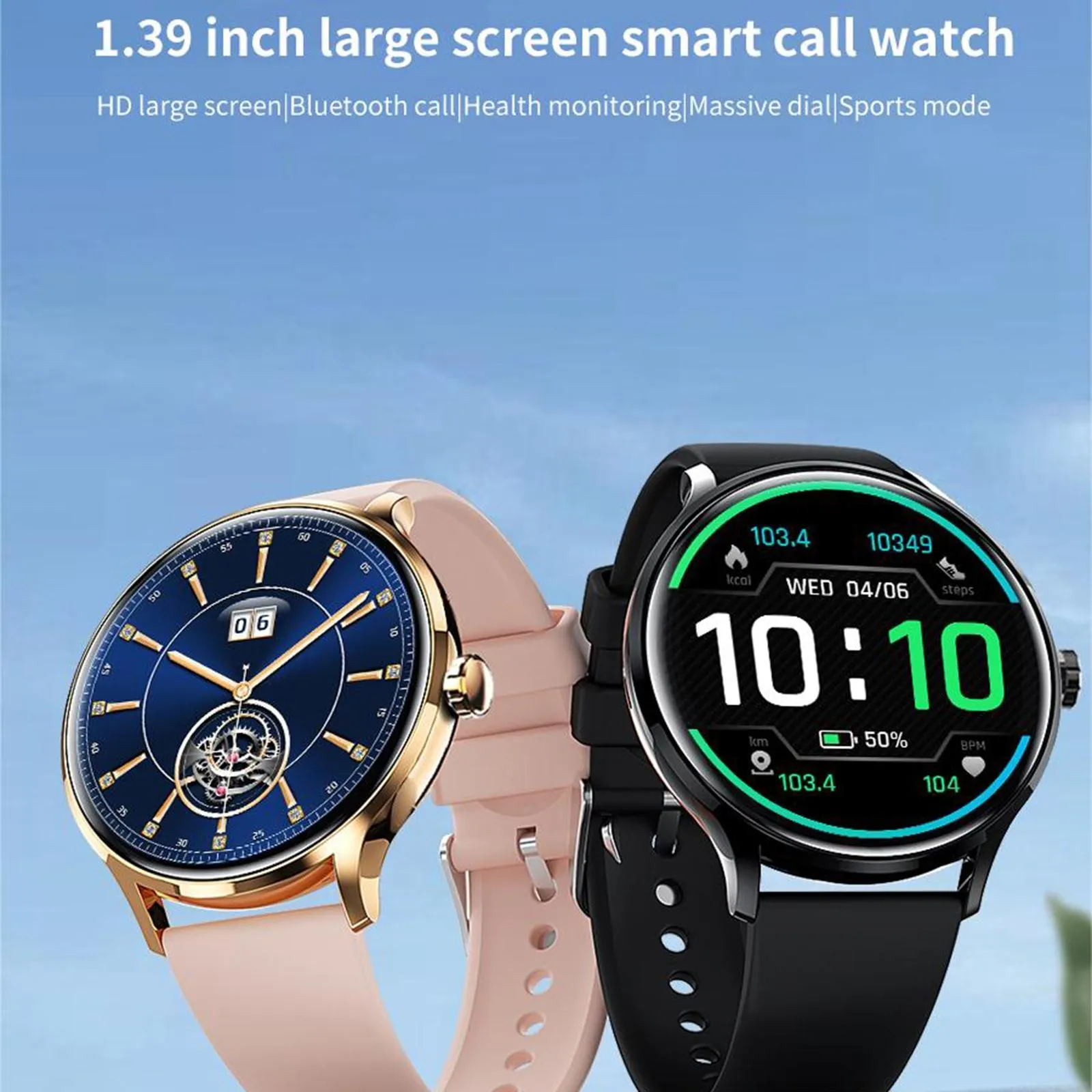 1.39 Inch Bt5.2 Smart Sport Watch Support Bluetooth Call / Sleep / Blood Oxygen / Temperature / Heart Rate / Blood Pressure Health Monitor