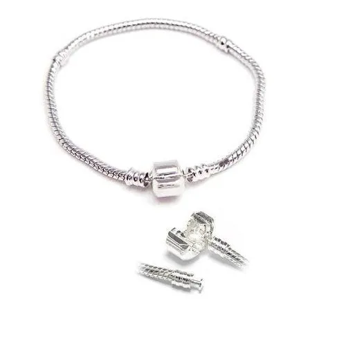 7.5 Inches European Style Snake Chain Bracelet Fits European Charms