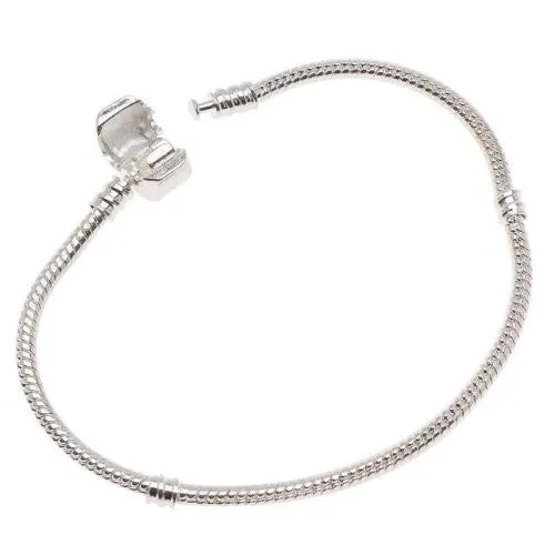 7.5 Inches European Style Snake Chain Bracelet Fits European Charms