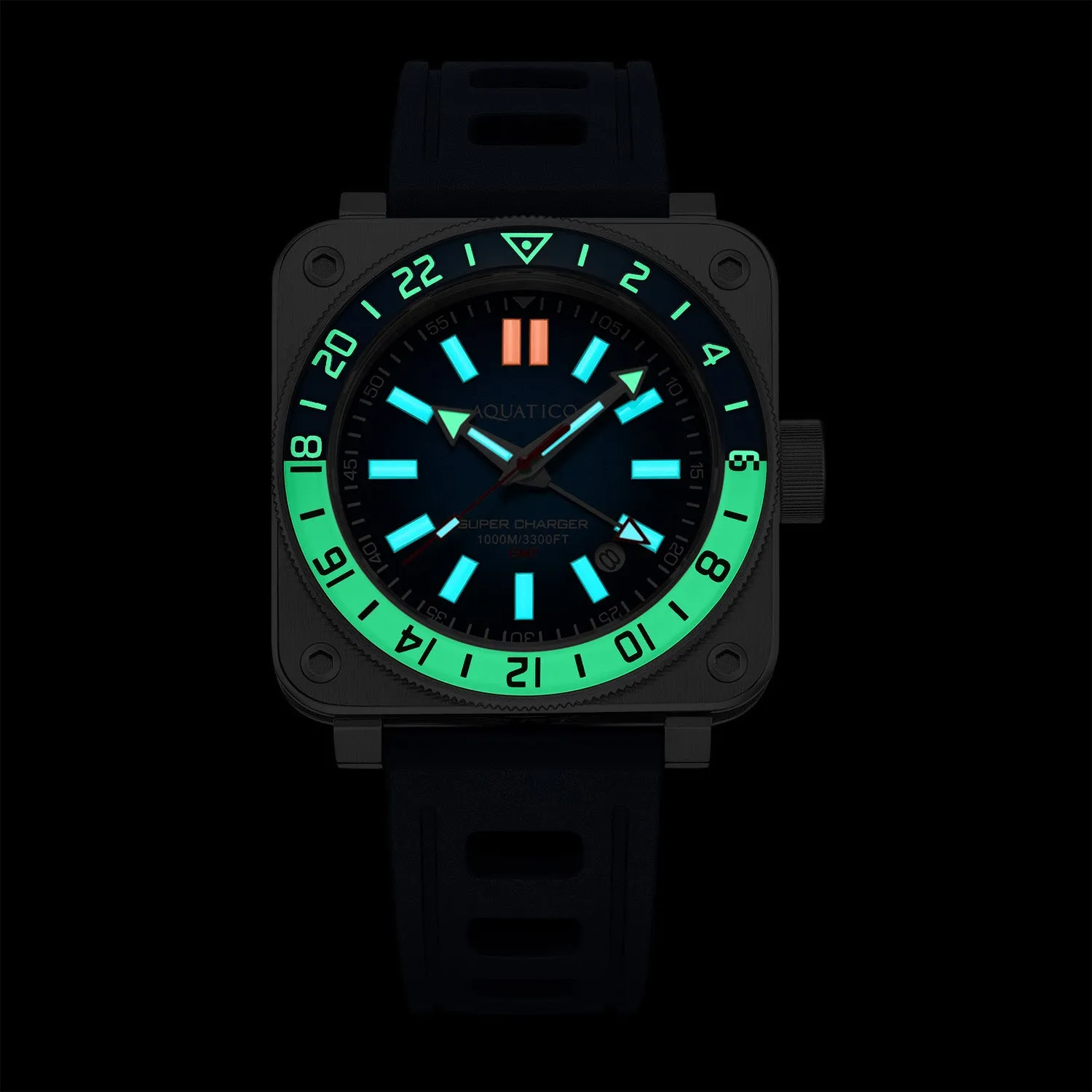 Aquatico Steel Man GMT Watch (White Dial black and white bezel)