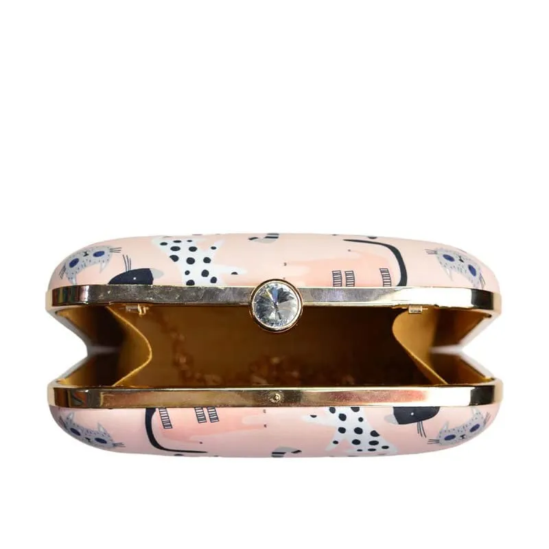 Artklim Baby Pink Cat Printed Clutch