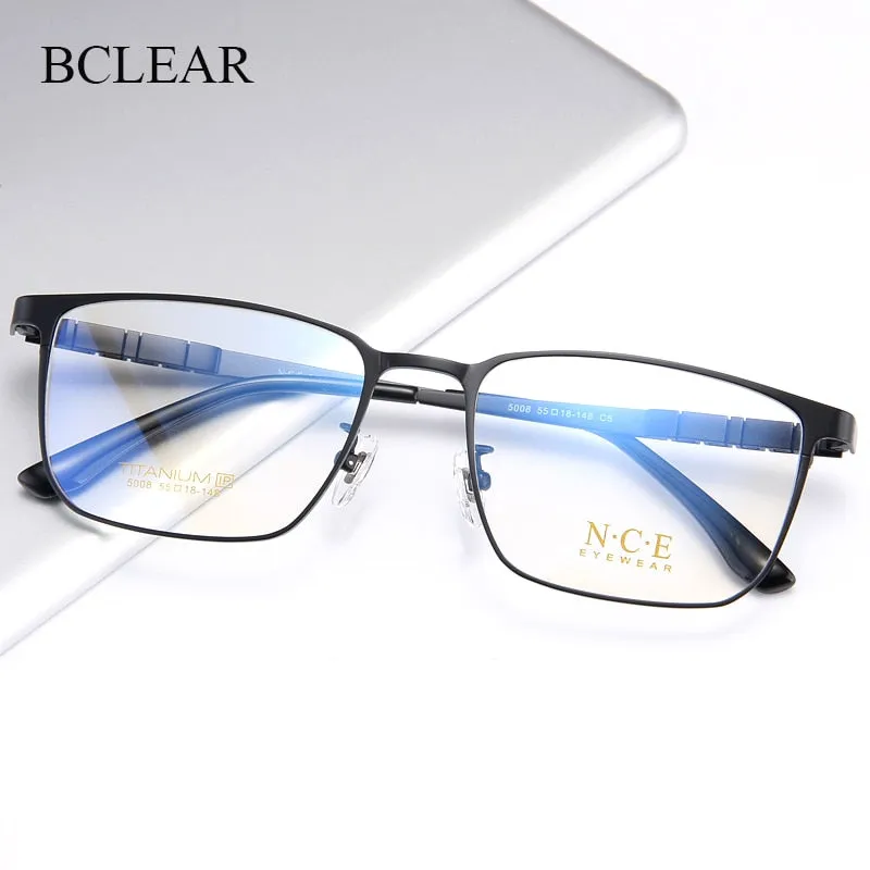 Bclear Men's Full Rim Square Titanium Eyeglasses My5008