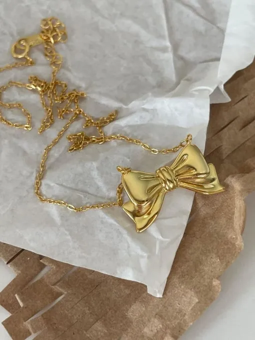 Bow pendant Stirling Silver gold plated