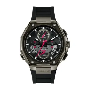 Bulova Precisionist Watch with 45X47MM Black Round Dial and Rubber Strap. X Sport 98B358