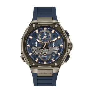 Bulova Precisionist Watch with 45X47MM Blue Round Dial and Rubber Strap. X Sport 98B357