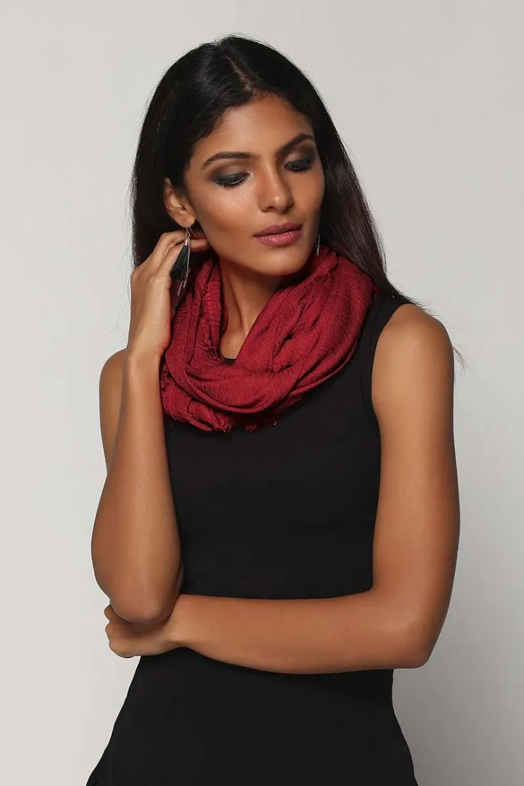 Burgundy Woven Oversize Scarf