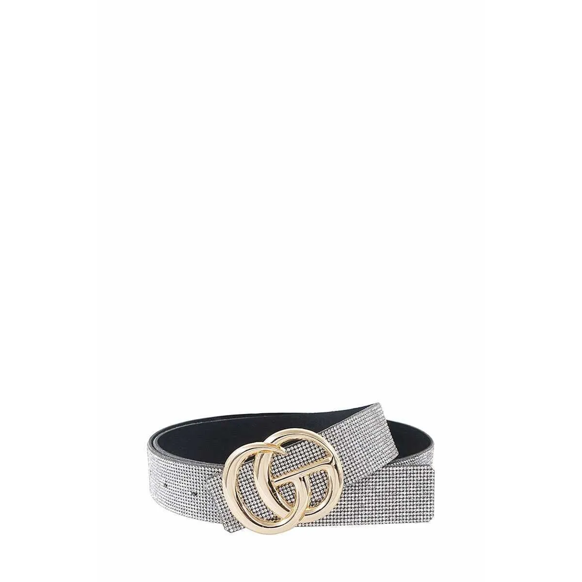 Chic Rhinestone And Letter Buckle Accented Belt