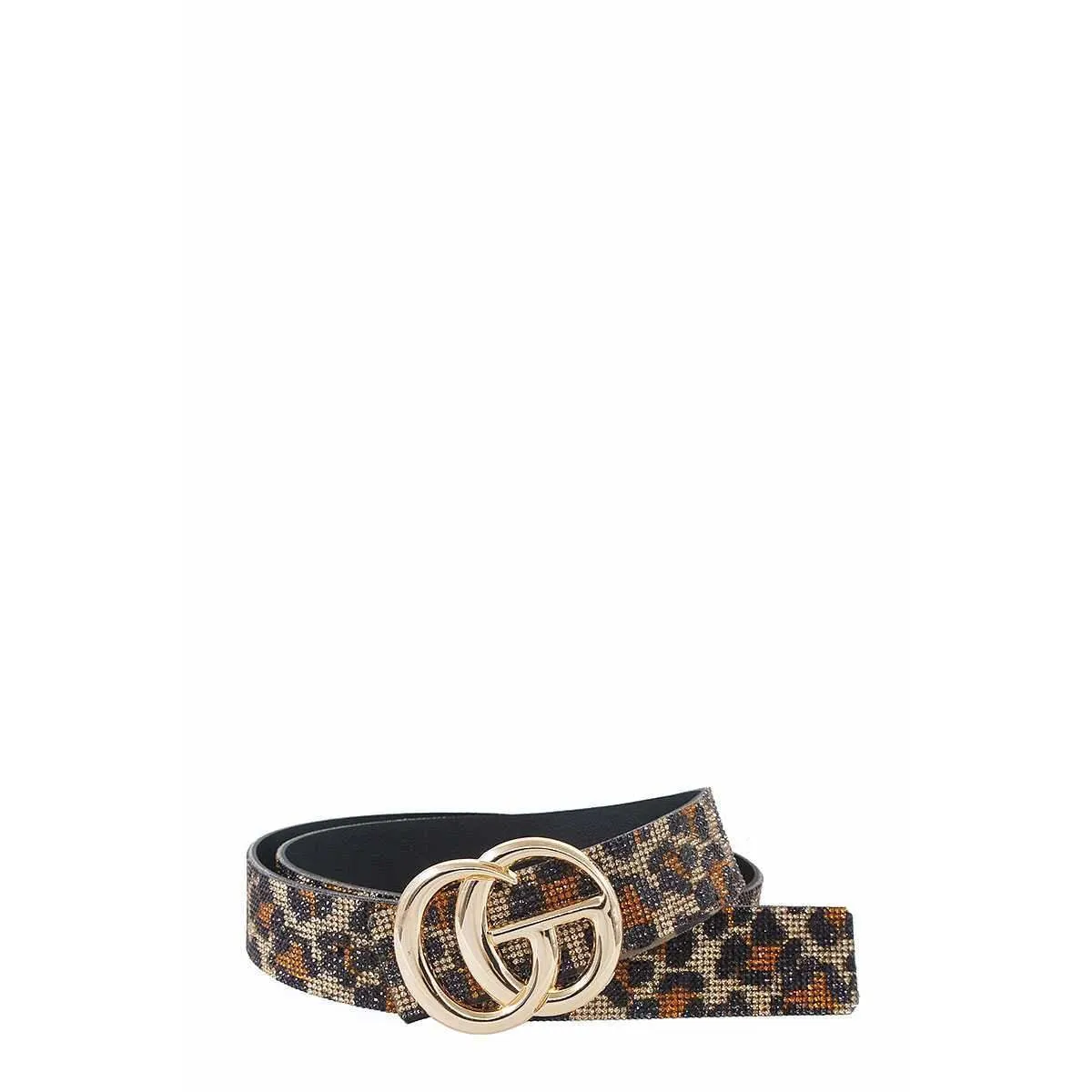 Chic Rhinestone And Letter Buckle Accented Belt