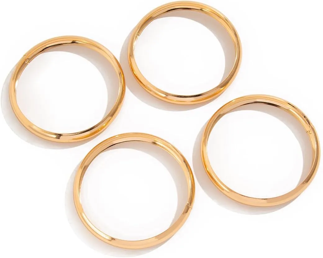 Chunky Gold Bracelets Set for Women Wide Cuff Bracelets Hammered Wrap Gold Bangles Set Jewelry