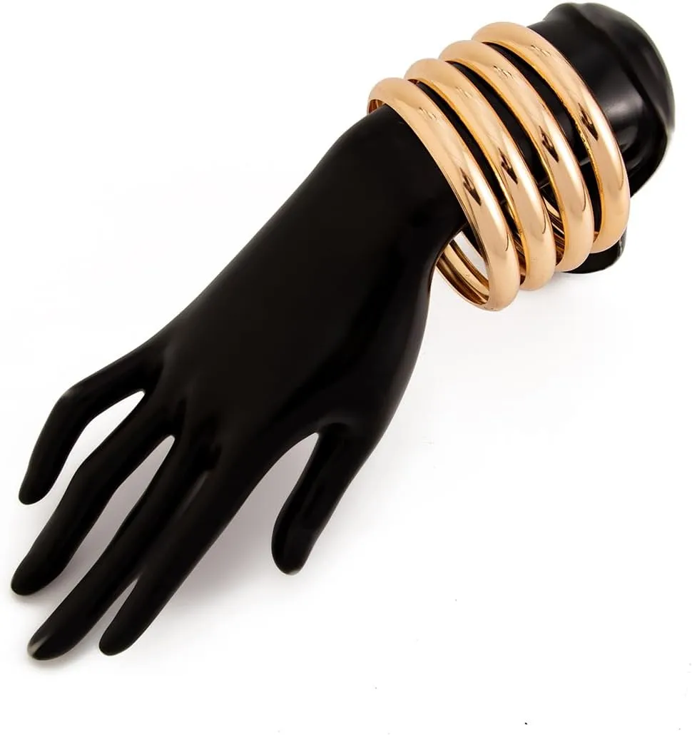 Chunky Gold Bracelets Set for Women Wide Cuff Bracelets Hammered Wrap Gold Bangles Set Jewelry