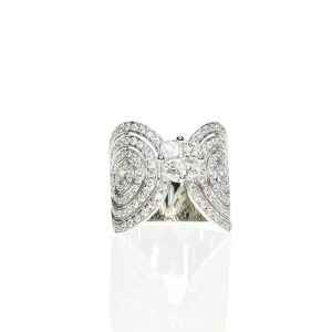 Concentric Circle Ring with Pie Cut Diamonds