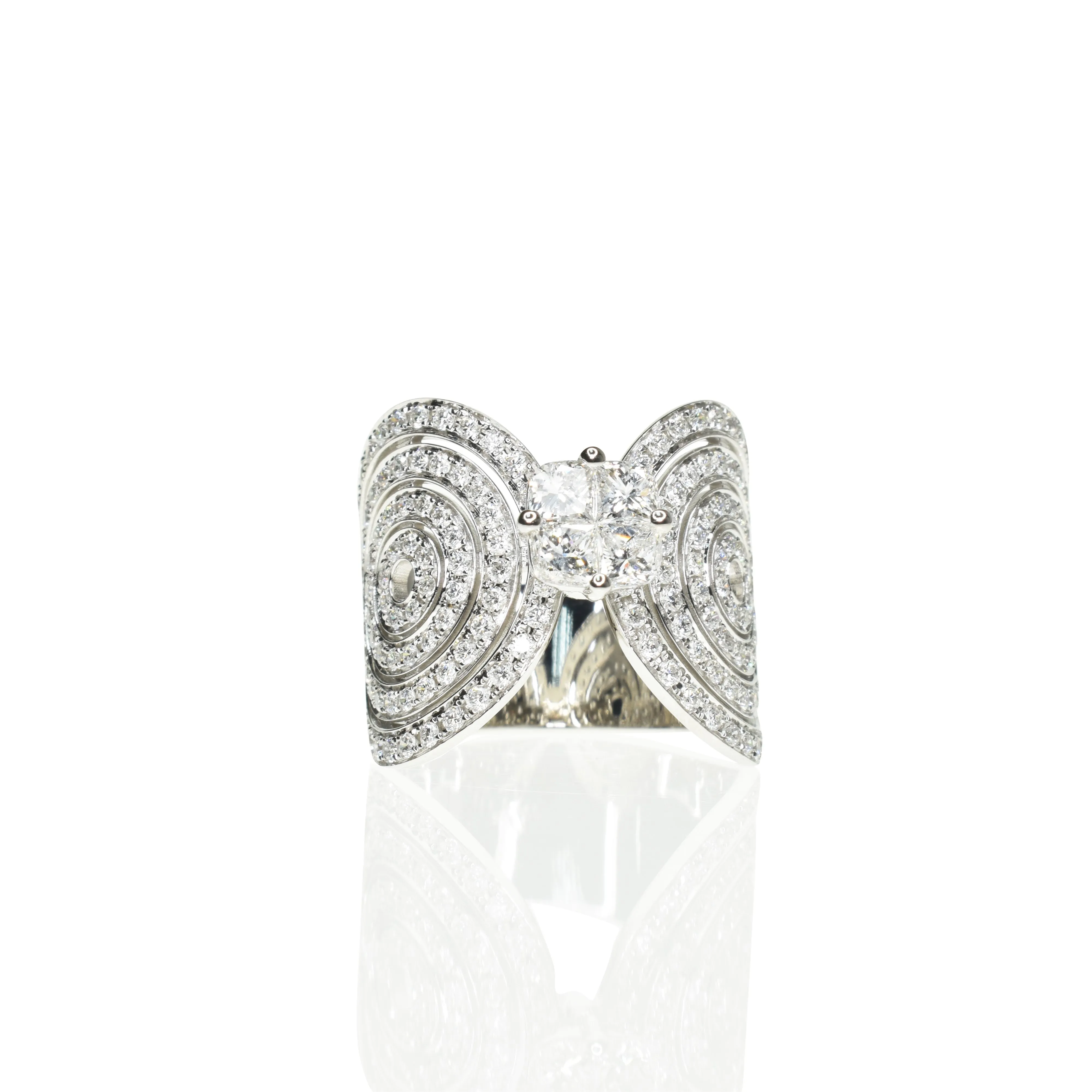 Concentric Circle Ring with Pie Cut Diamonds