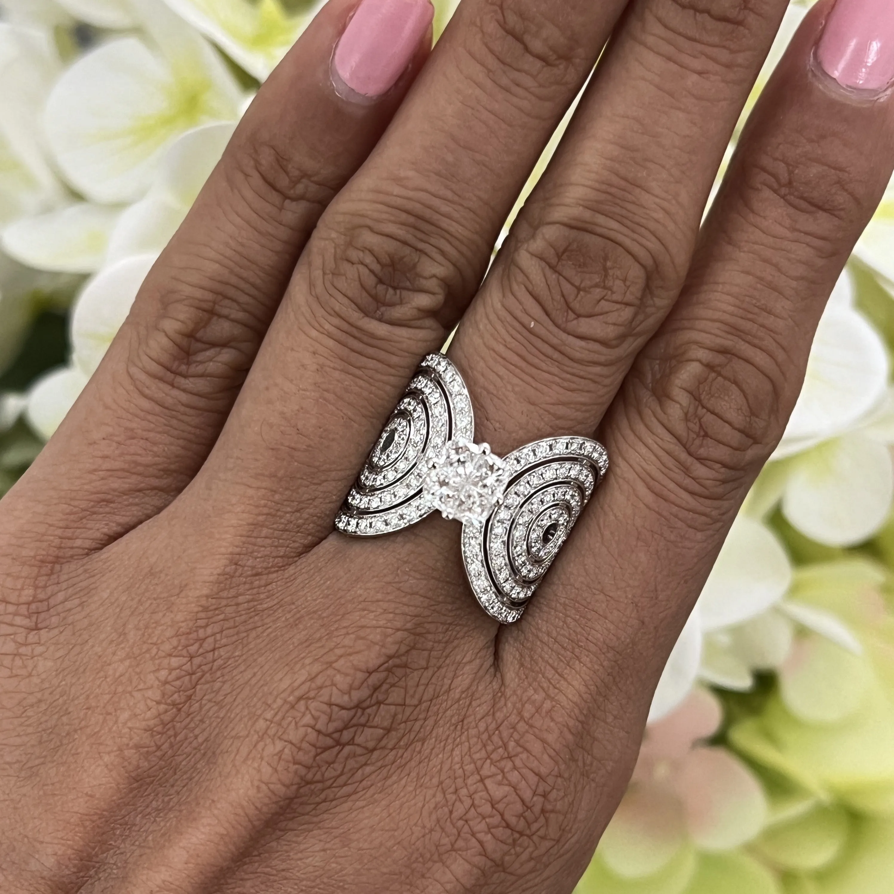 Concentric Circle Ring with Pie Cut Diamonds