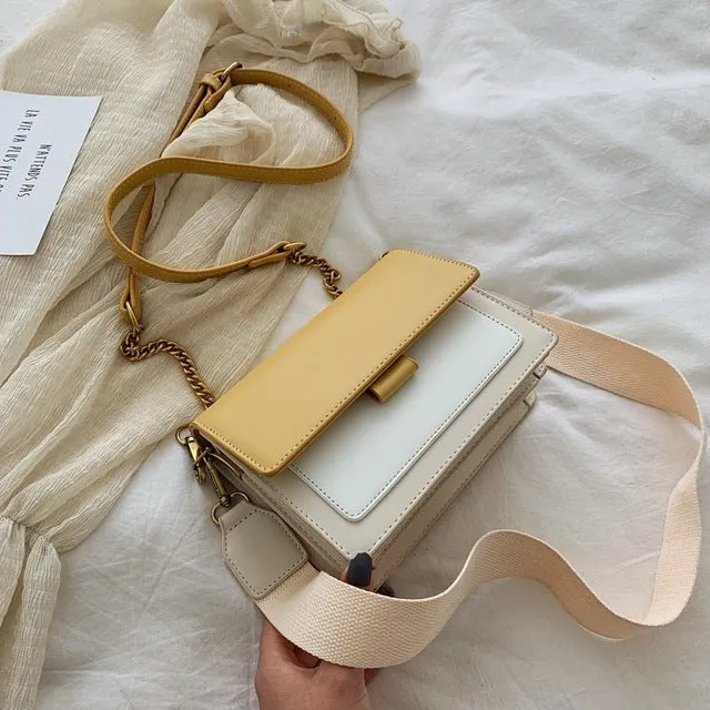 Contrast Color PU Leather Crossbody Bags For Women 2019 Travel Handbag Fashion Simple Shoulder Messenger Bag Lady Crossbody Bags