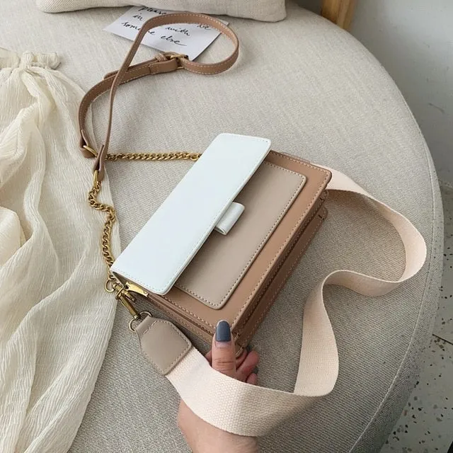 Contrast Color PU Leather Crossbody Bags For Women 2019 Travel Handbag Fashion Simple Shoulder Messenger Bag Lady Crossbody Bags