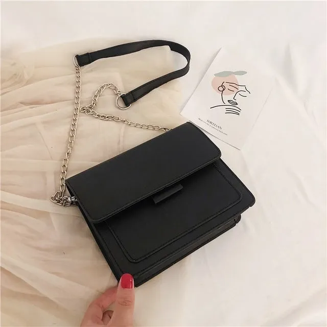 Contrast Color PU Leather Crossbody Bags For Women 2019 Travel Handbag Fashion Simple Shoulder Messenger Bag Lady Crossbody Bags
