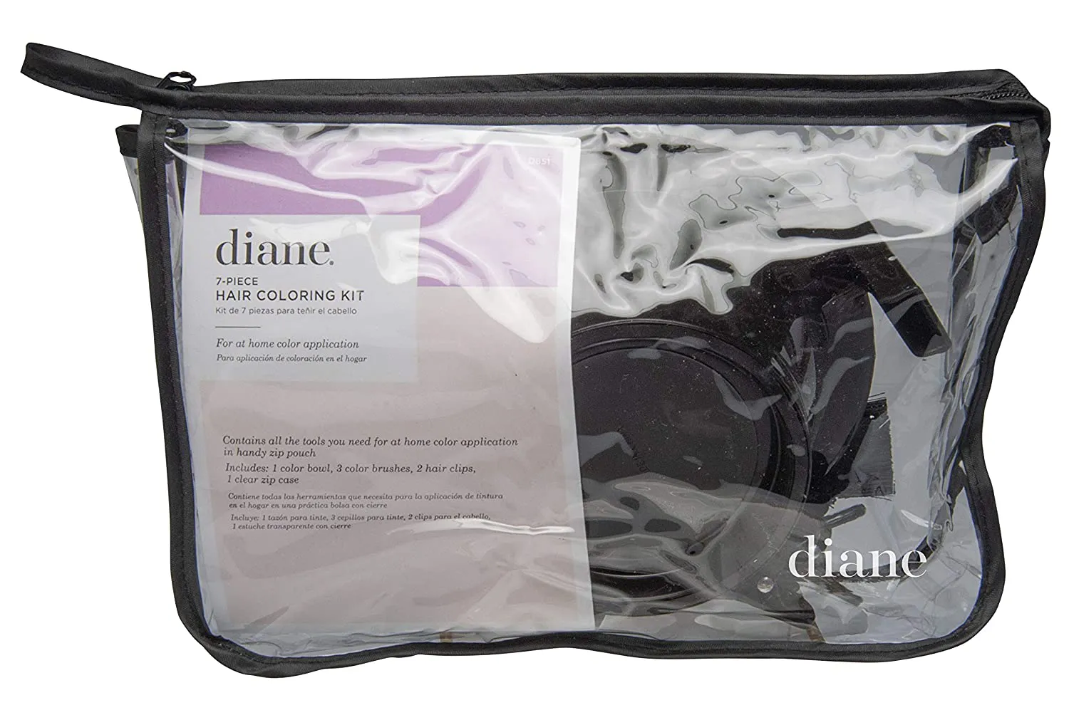 Diane Hair Coloring Kit – 7 Piece Set – DIY Color, Dye, Highlighting Supplies, 3 Tint Brushes, 2 Clips, 1 Tint Bowl, Clear Zip Storage Bag, D851