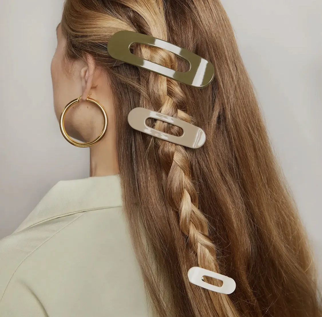 Enamel Elongated Snap Clips 4pc - Eucalyptus