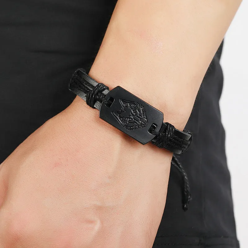 Euro American Punk Style Men's Leather Bracelet