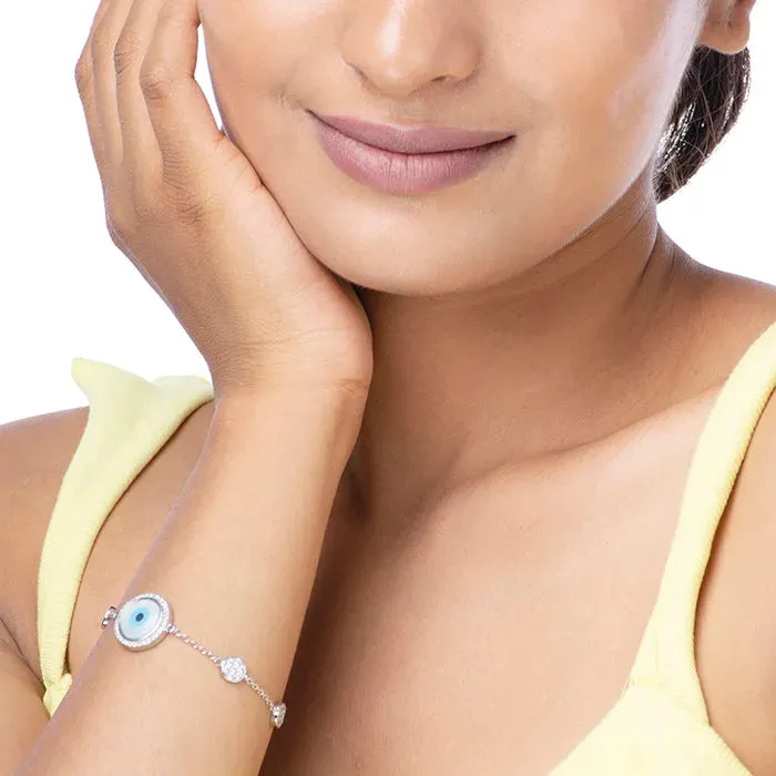 Evil Eye  Circular Silver Bracelet