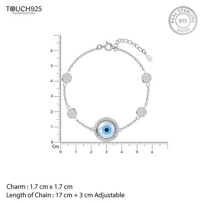 Evil Eye  Circular Silver Bracelet
