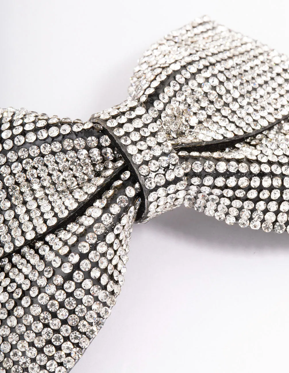 Fabric Diamante Bow Barette Clip