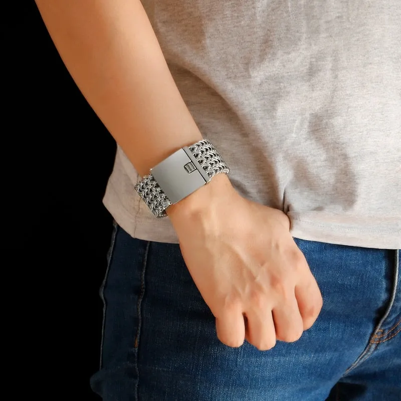 FONGTEN   Punk Retro Style Antique Finish Stainless Steel Link Bracelet