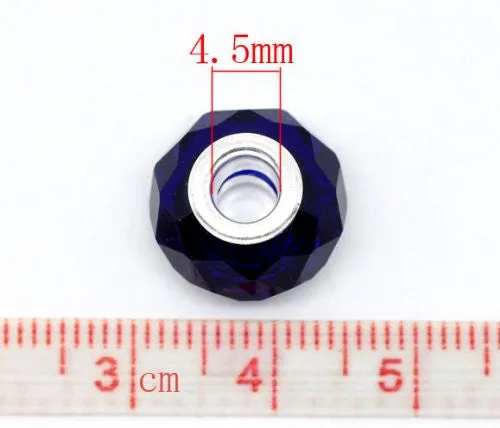 Glass Faceted Style Beads for Snake Chain Charm Bracelet (Blue)