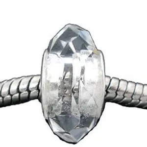 Glass Faceted Style Beads for Snake Chain Charm Bracelet (Clear)