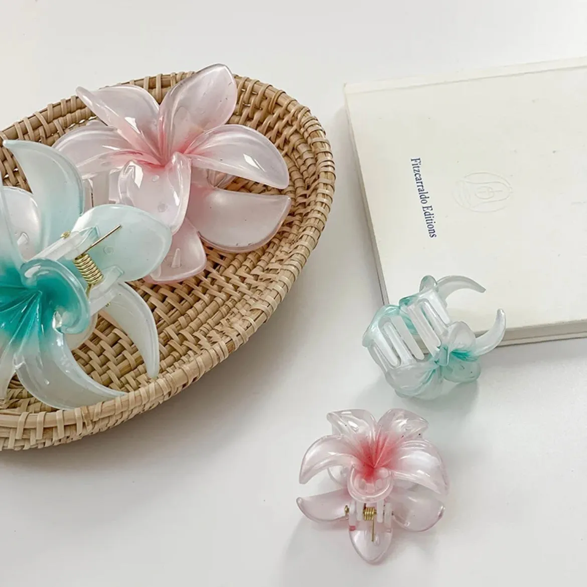 Gradient Flower Hair Clip Hair Claw Set