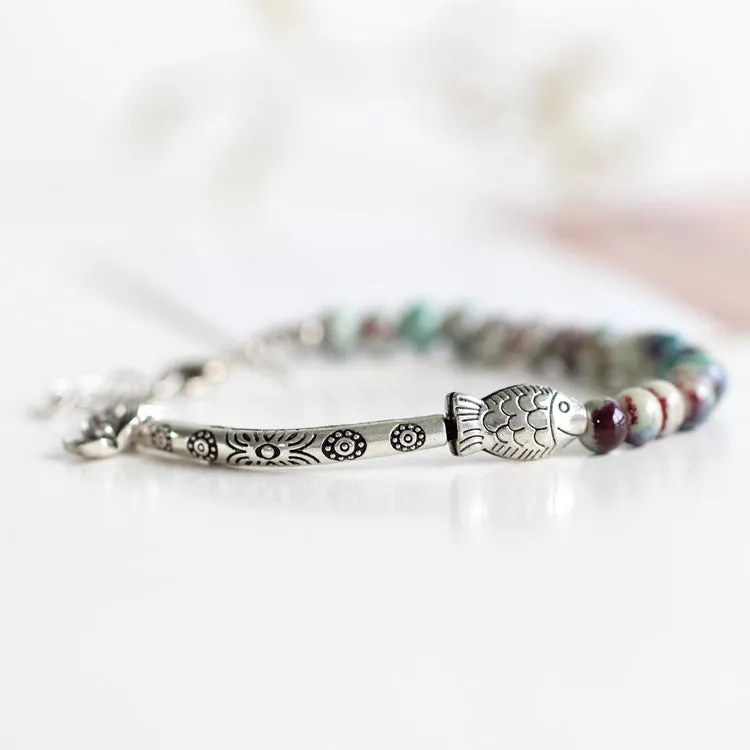 Hand-Woven Ceramic Ethnic Style Bracelet