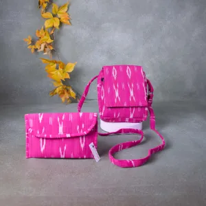 Hindustani Sling Combo Dark Pink with White Prints