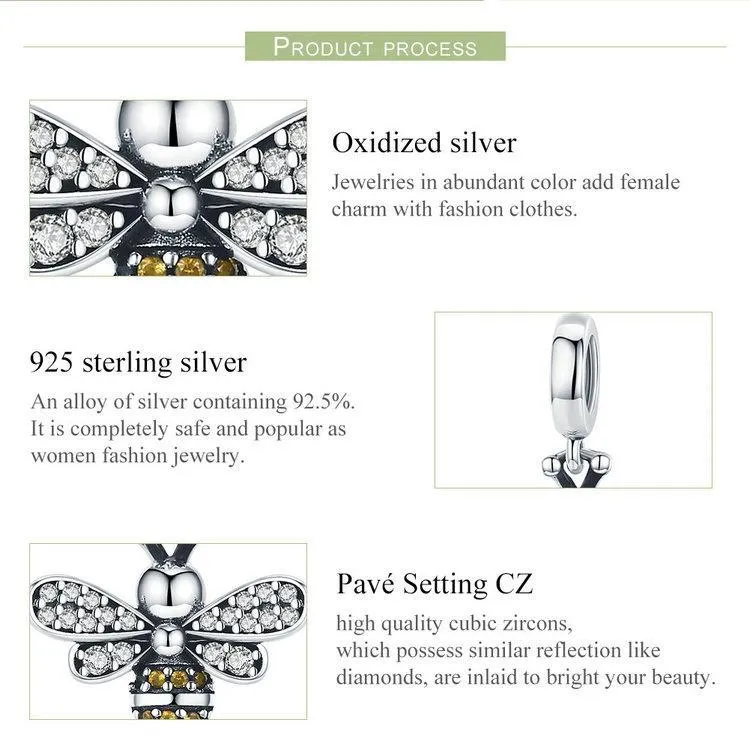 Honey Bee Charms Sterling Silver-Pandora Style