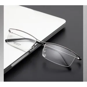 Hotony Men's Semi Rim Browline Titanium Frame Eyeglasses 6688