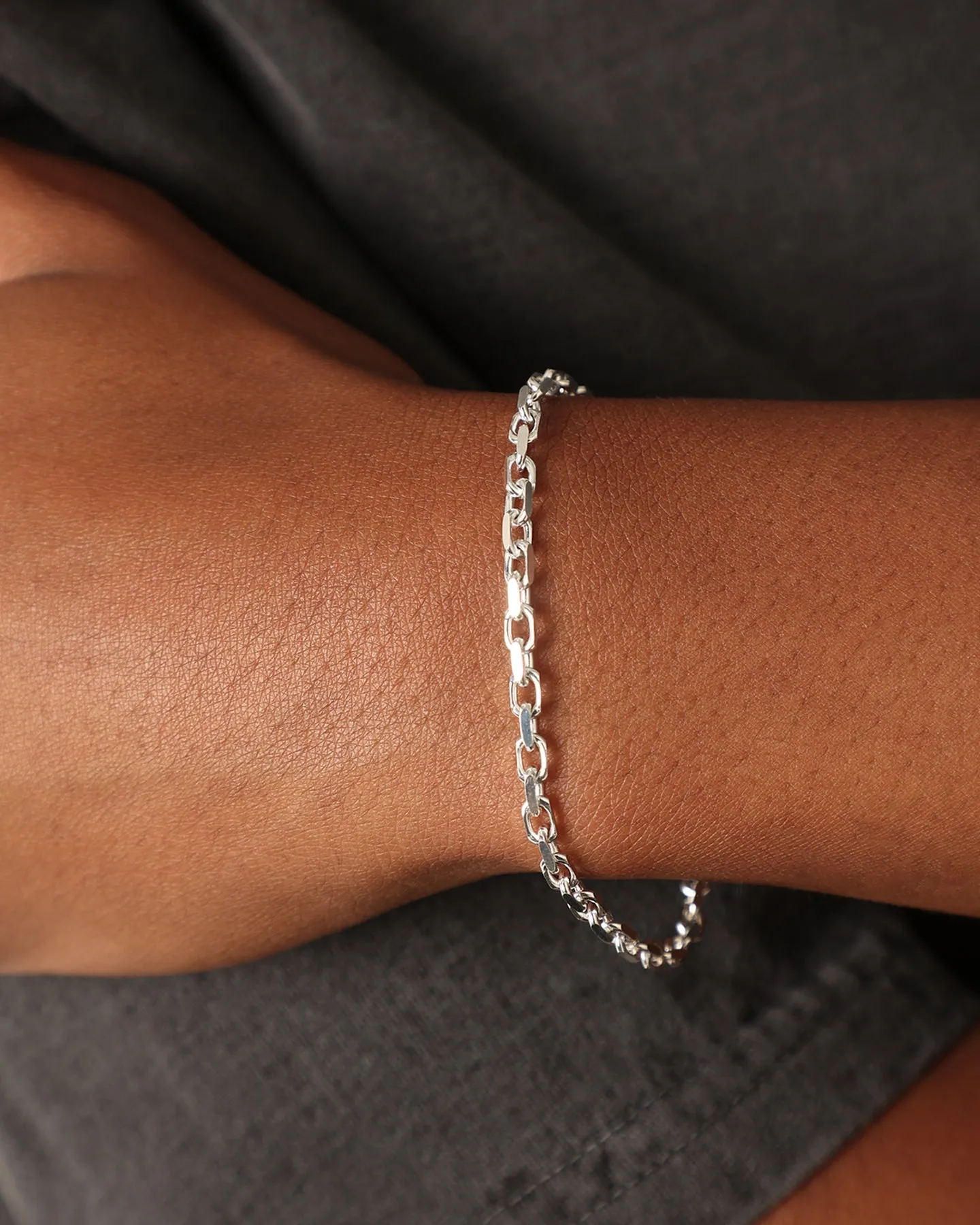 House Of Auric Straight Cut Cable Bracelet Sterling Silver