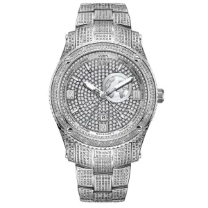 Jbw Jet Setter Gmt Quartz Watch 1.00 Ctw Diamond Men's Watches - Silver - J6370