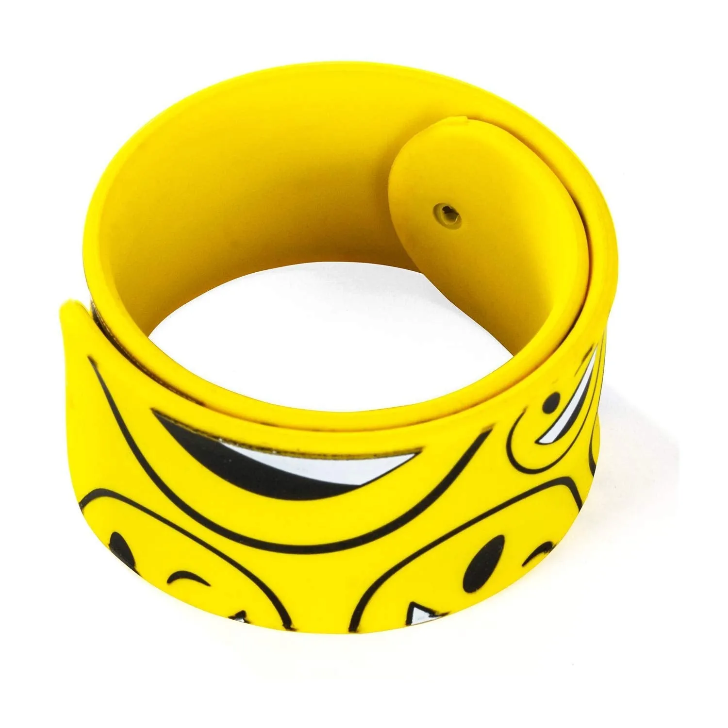 Kicko 12 Pack Emoji Slap Bracelets Assorted Emoticons Smile Face - Fun for Kids and Adults