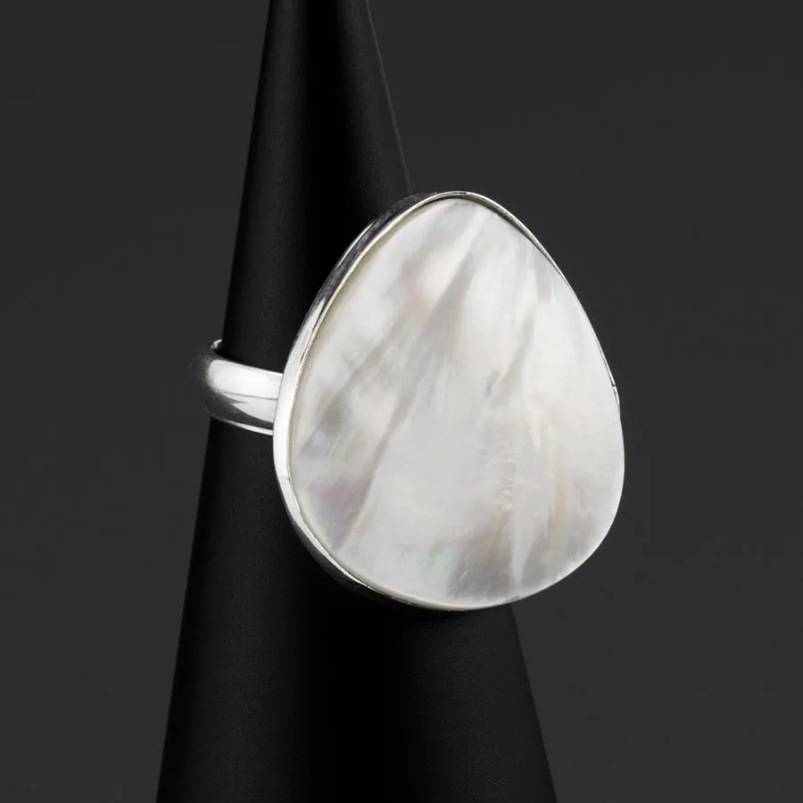 Large Mother of Pearl Teardrop Ring