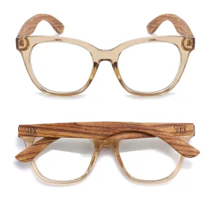 LILA GRACE CHAMPAGNE -  Wooden Blue Light Blocking Magnifying Reader