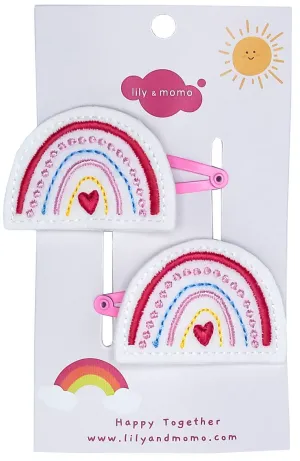 Lily and Momo - Heart Rainbow Hair Clips- Pastel