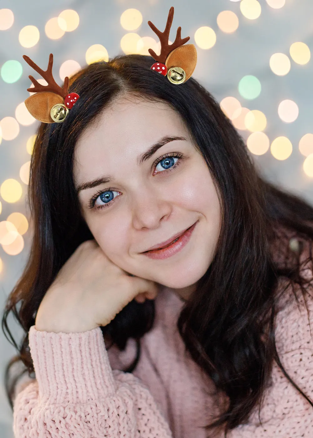 Miss A Christmas Hair Clips - Brown Antlers