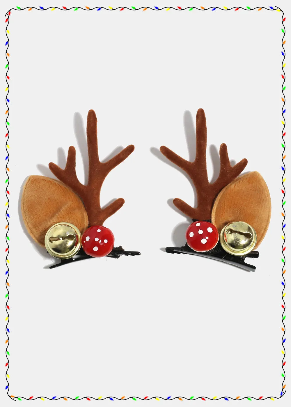 Miss A Christmas Hair Clips - Brown Antlers
