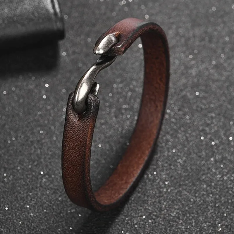 Original Style Bracelets for Men and Women / Vintage Black/Brown Genuine Leather Bracelet