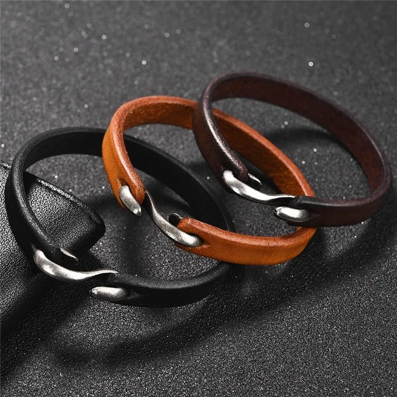 Original Style Bracelets for Men and Women / Vintage Black/Brown Genuine Leather Bracelet