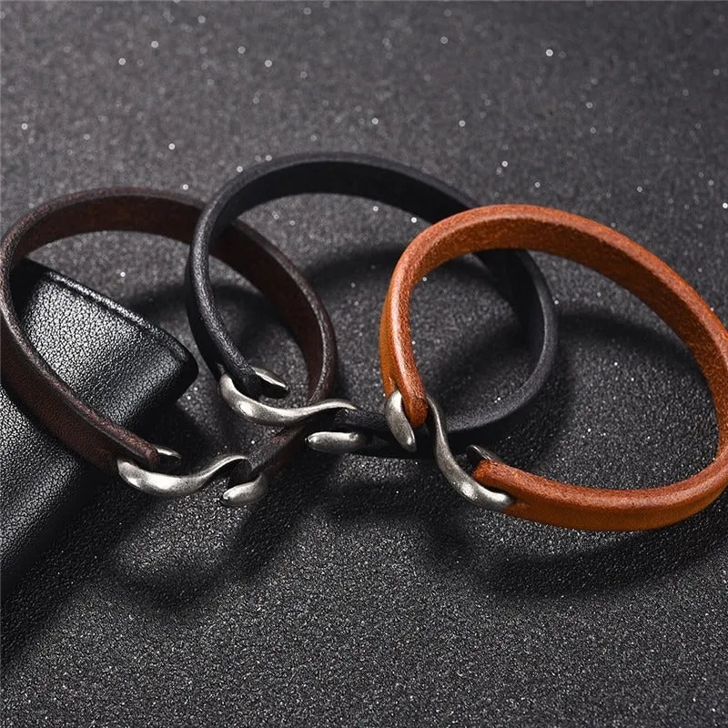 Original Style Bracelets for Men and Women / Vintage Black/Brown Genuine Leather Bracelet