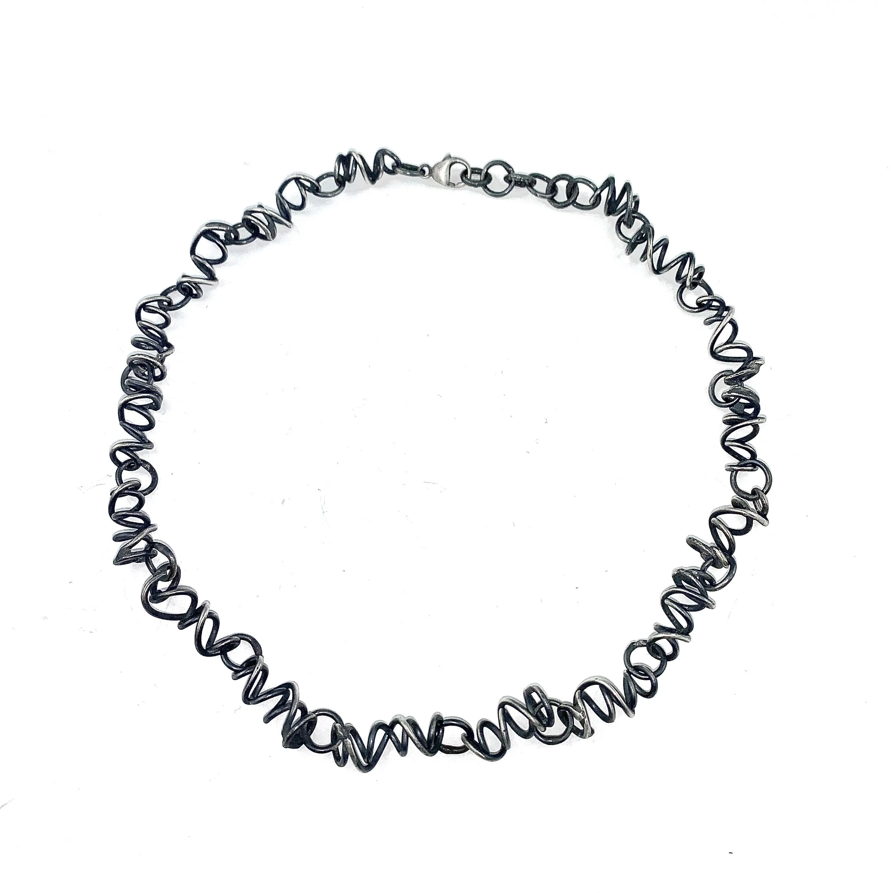 Oxidized Silver Sketch Necklace