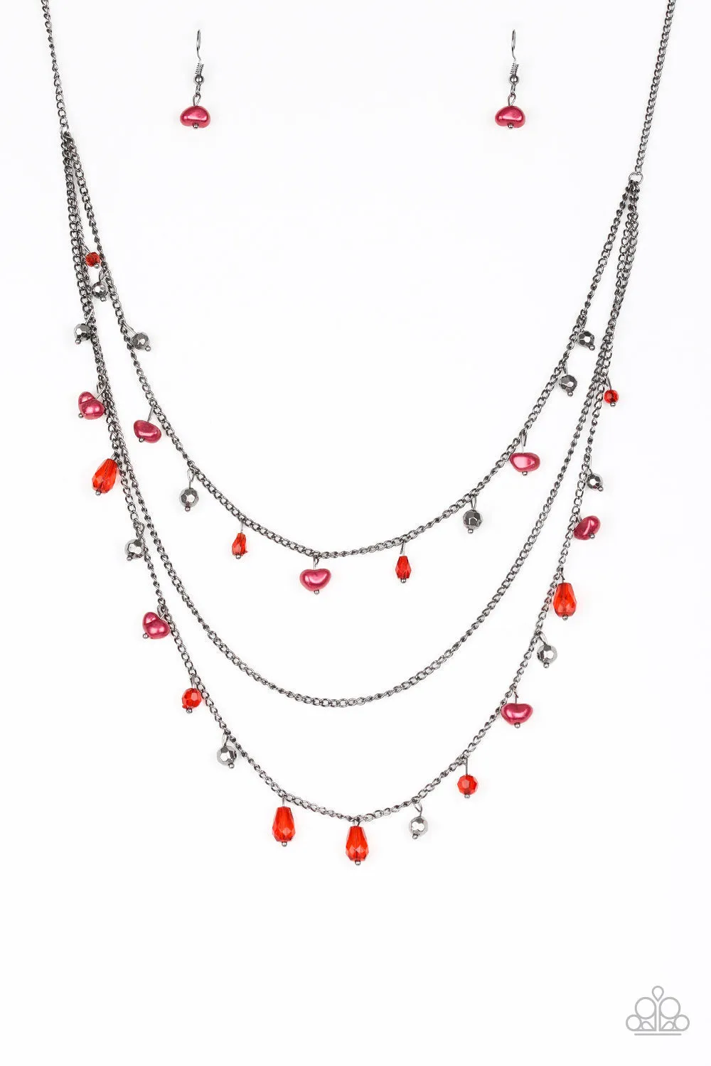 Paparazzi Necklace ~ Pebble Beach Beauty - Red