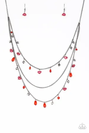 Paparazzi Necklace ~ Pebble Beach Beauty - Red